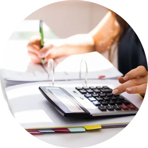 Accounting, professional writing with calculator